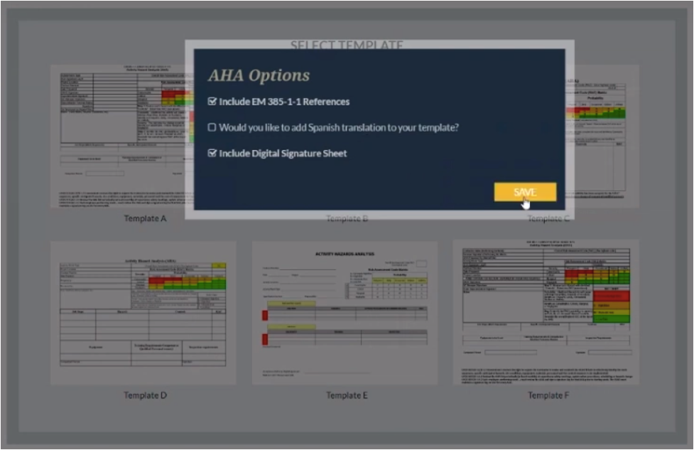 Step 1: Select Your AHA Template and Options